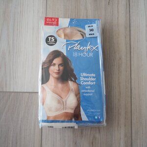 34D New Playtex 18 Hour Ultimate Comfort Bra 4693 Wire-free - Natural Beige